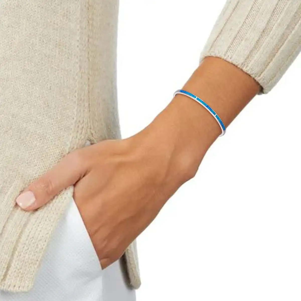 Opal Hawaiian Style Surfing Wave Pattern Bracelet