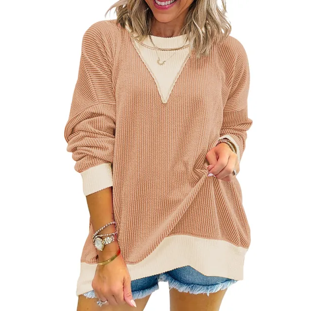 Round Neck Long Sleeve Pullover Women's Sweater Lc25129519 P18 L - Shop at LoveMi