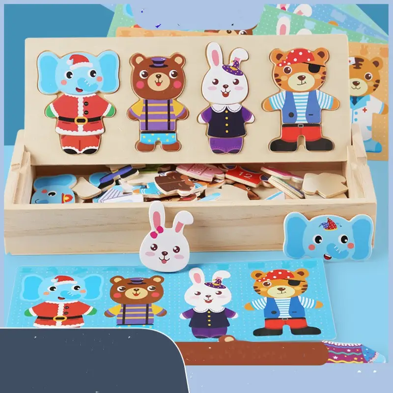 Children's Wooden Puzzle Early Education Cartoon Toys