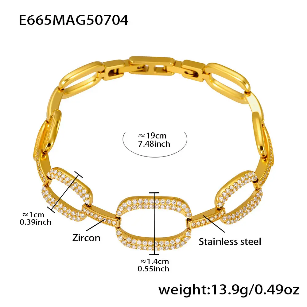 European And American Instagram-style Stainless Steel 5A Zirconia Four-leaf Clover Full Diamond Bracelet