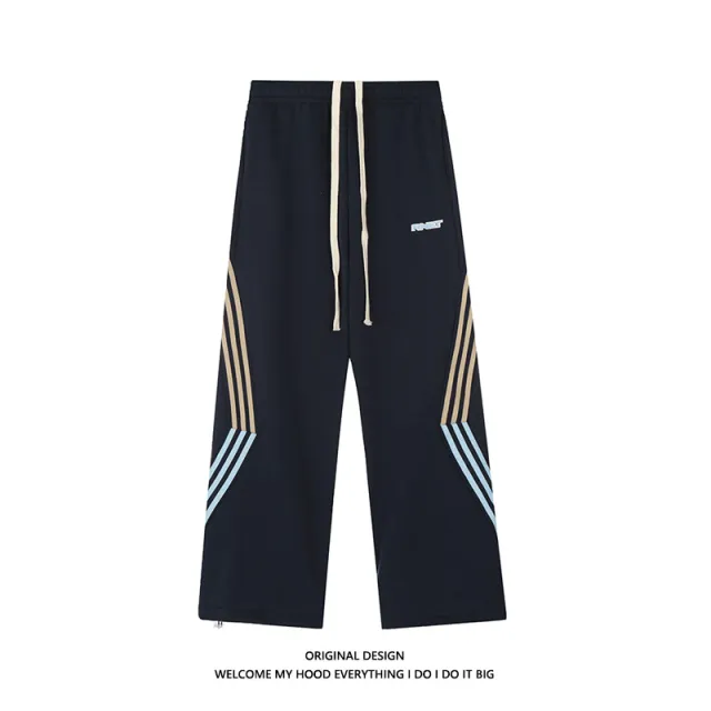 Striped Track Sweatpants Women's Drawstring High Waist Loose Blue - Shop at LoveMi
