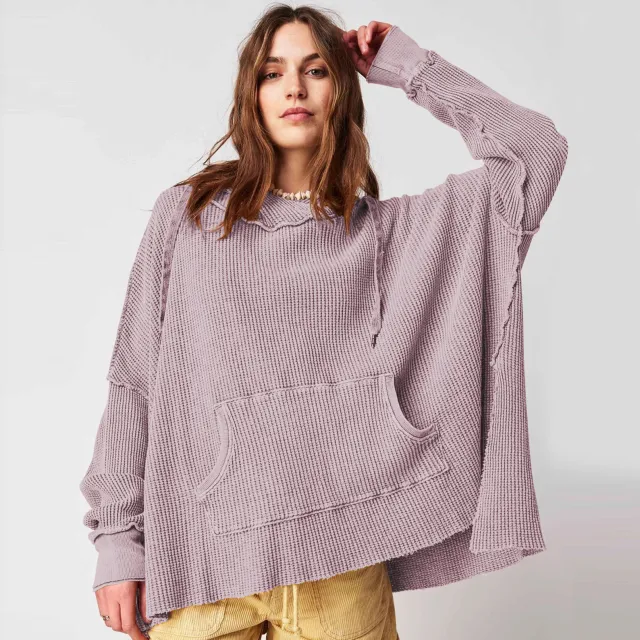 Female Loose Sweater Fashion Brand Hooded Purple - Shop at LoveMi