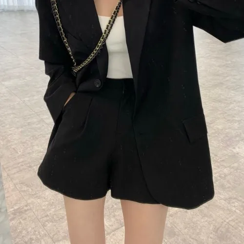 Spring New Loose Small Suit Coat Women's High Waist A Line Wide Leg Suit Shorts Black Shorts - Shop at LoveMi