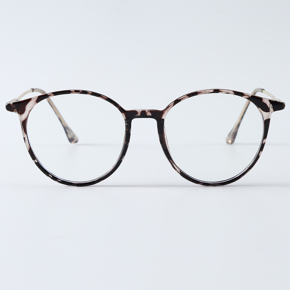 New Artistic Round Frame Women's All match Face looking Small Sunglasses White Leopard Print White Flat - Shop at LoveMi