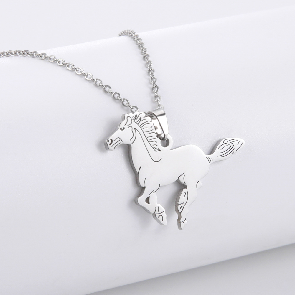 Twelve Zodiac Running Horse Fashion Personality Trend Animal Series Stainless Steel Necklace