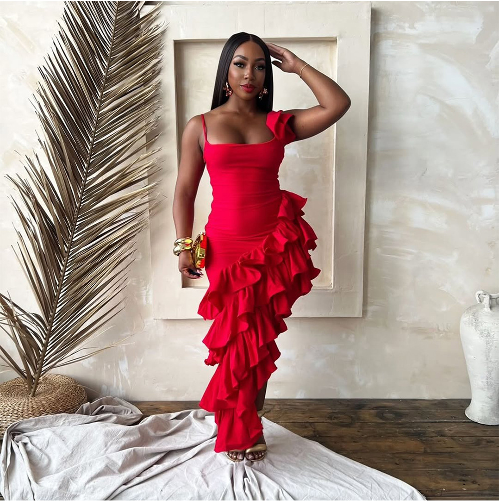 Fashion Irregular Ruffled Women's Sexy Red - Shop at LoveMi