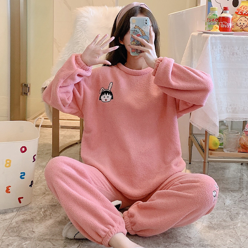 Coral Velvet Pajamas Women's Thickened With Flannel Homewear