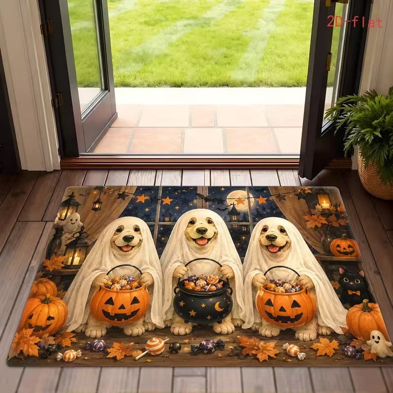Crystal velvet hallway doormat for halloween