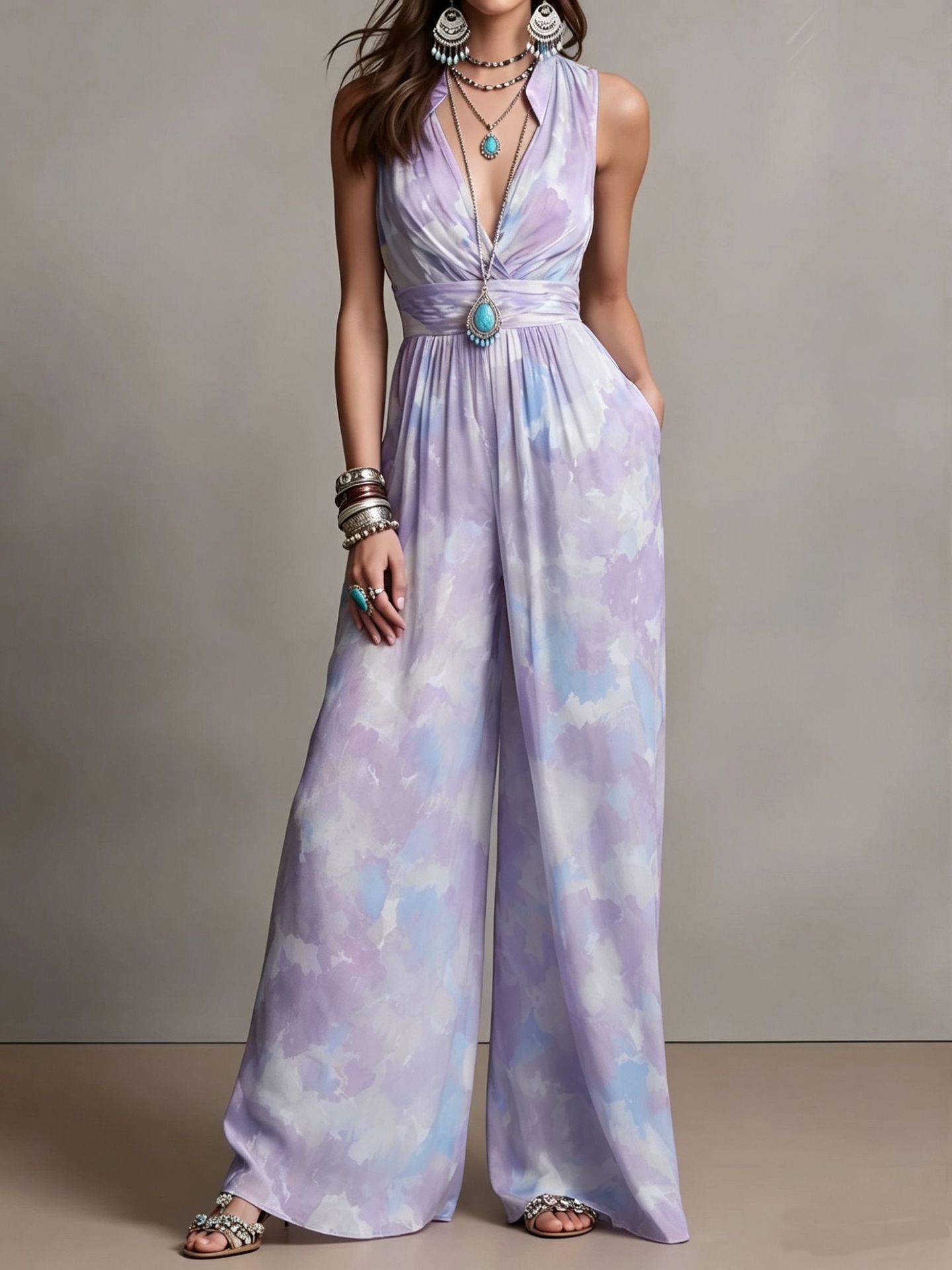 Womens New Fashion Waist-Cinching Jumpsuit - Produktbild 2
