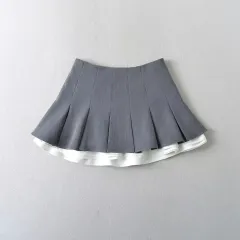 Ballet Style High Waist Sexy Half-length Pleated Skirt - Grey - View 1