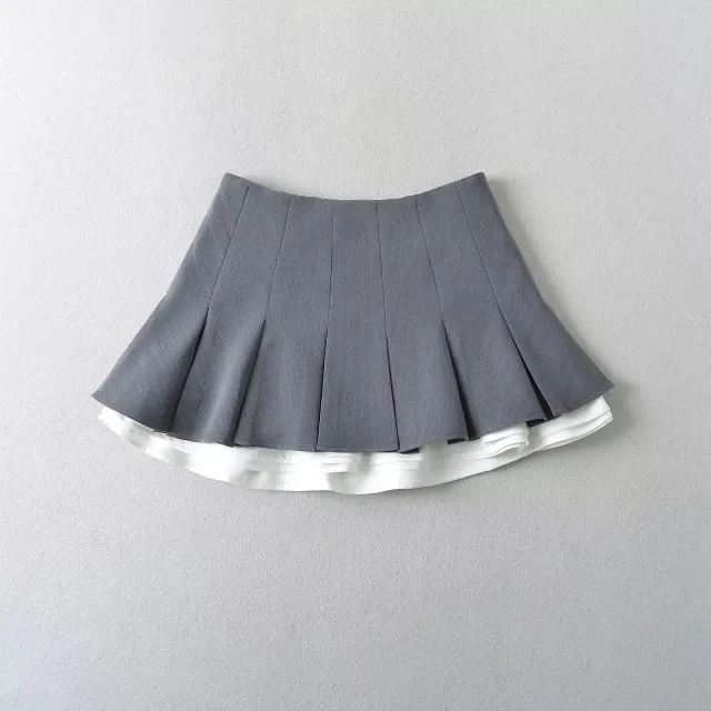 Ballet Style High Waist Sexy Half length Pleated Skirt Gray - Shop at LoveMi