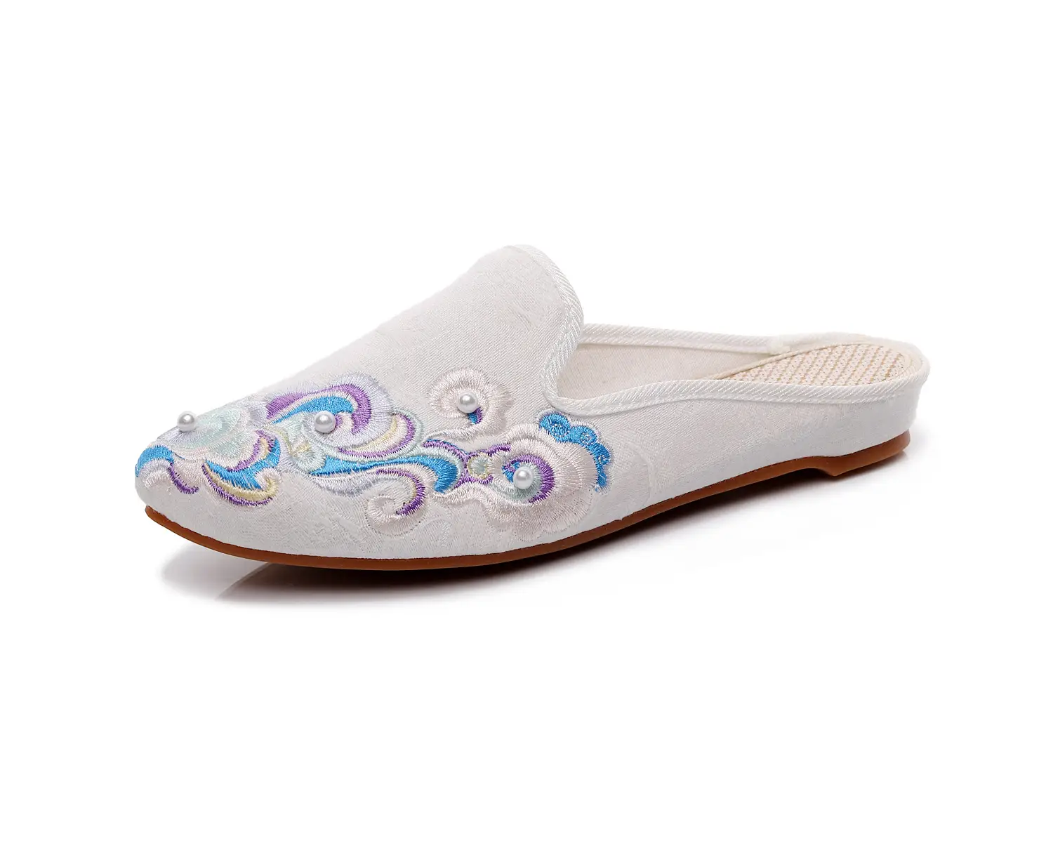 Slippers Pointed Toe Chinese Style Traditional Vintage Embroidery Fabric