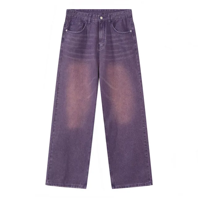 Retro Colored Series Wide Leg Pants Straight Loose Women Purple - Shop at LoveMi