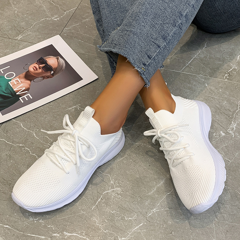 Women’s Fashionable Mesh Breathable Running Shoes – Creamy White, 35