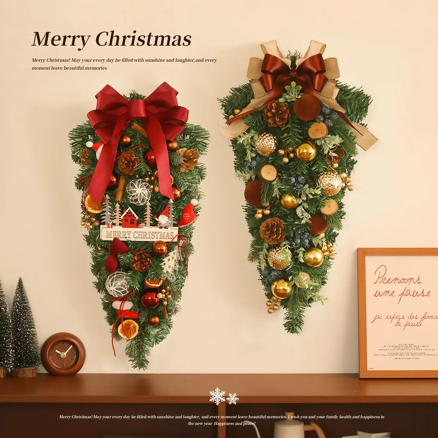 Christmas Decoration Flower Wreath Pendant Door Hanging