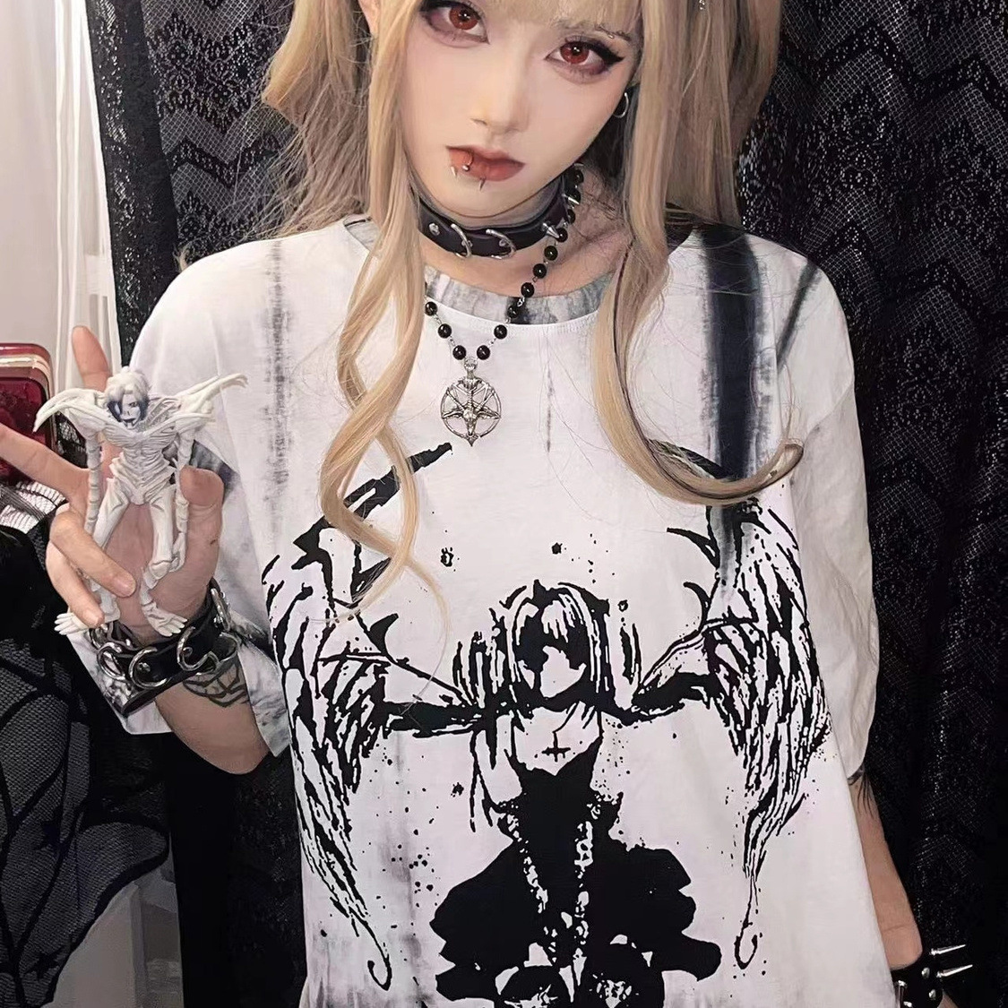 Tie dyed Short sleeved T shirt Women's Loose Top White - Shop at LoveMi