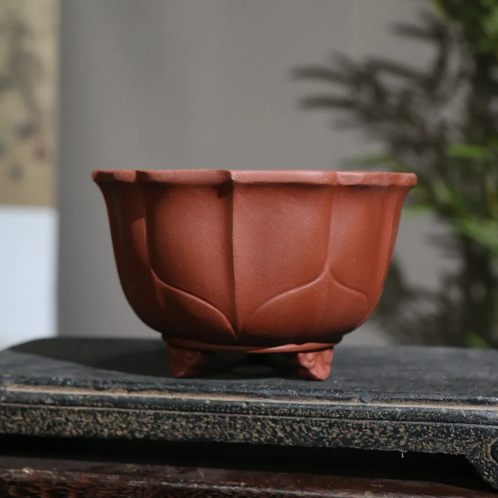 Purple Sand Flower Pot Lotus-shaped Zen Round