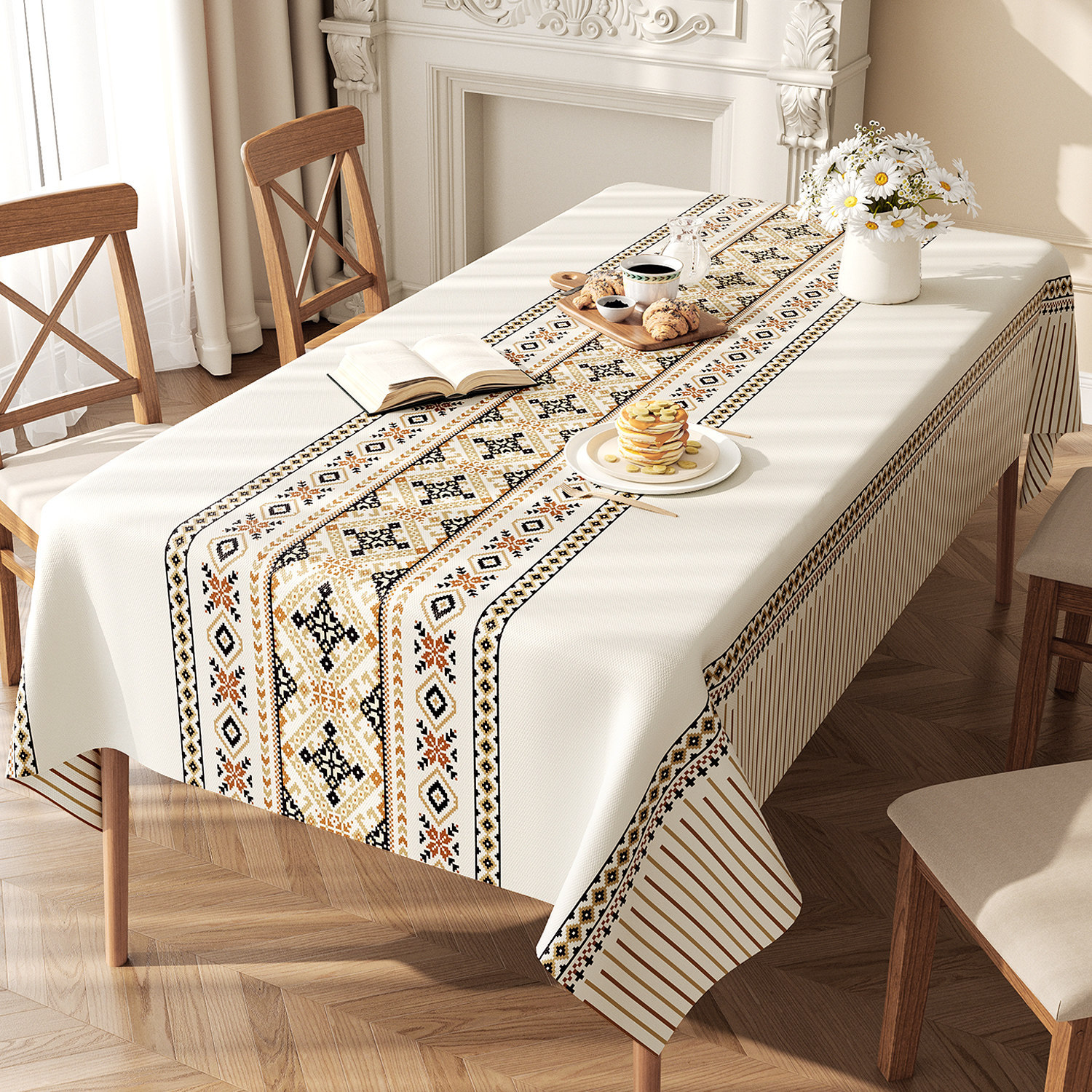 No-wash, Waterproof, Oil-resistant, Ethnic-style Fabric Tablecloth — foto 12