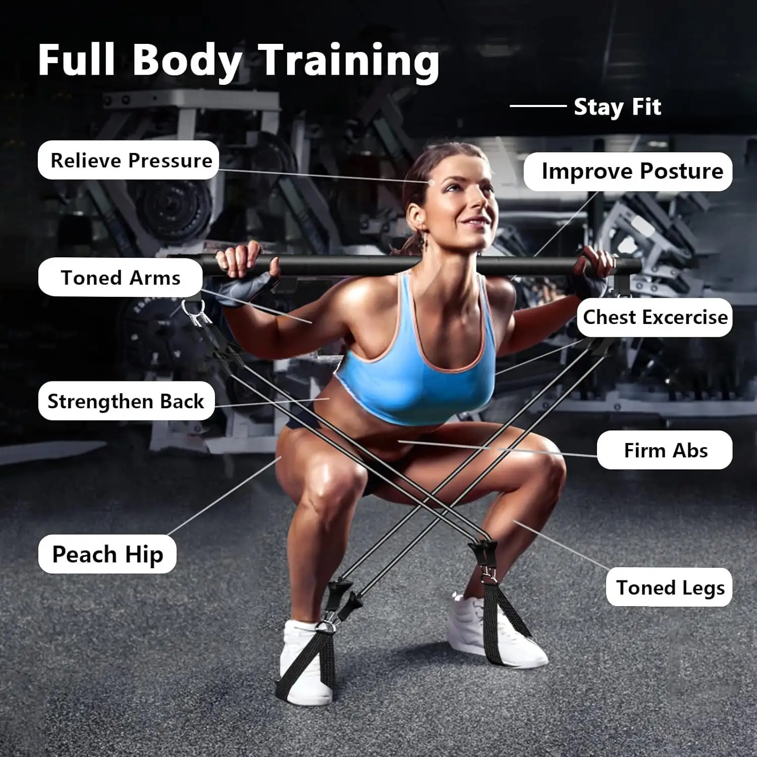 Pilates Bar Suit With Multifunction Resistance Band