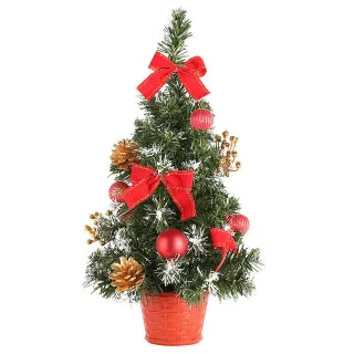 Family Christmas Gift Mini Artificial Christmas Tree Decorations - 40Cm Red
