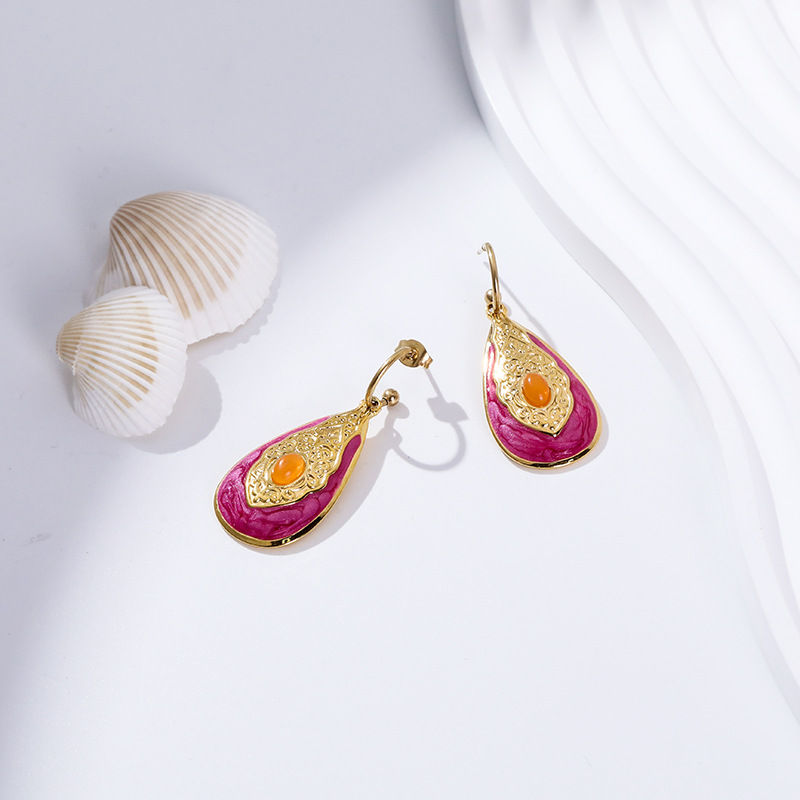 Women's Drip Glazed Enamel Stainless Steel Gold-plated Stud Earring