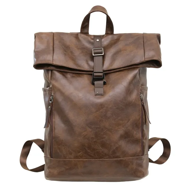 Backpack Men's Backpack Large Capacity Computer Bag Waterproof Solid Color Women's Travel Brown - Shop at LoveMi
