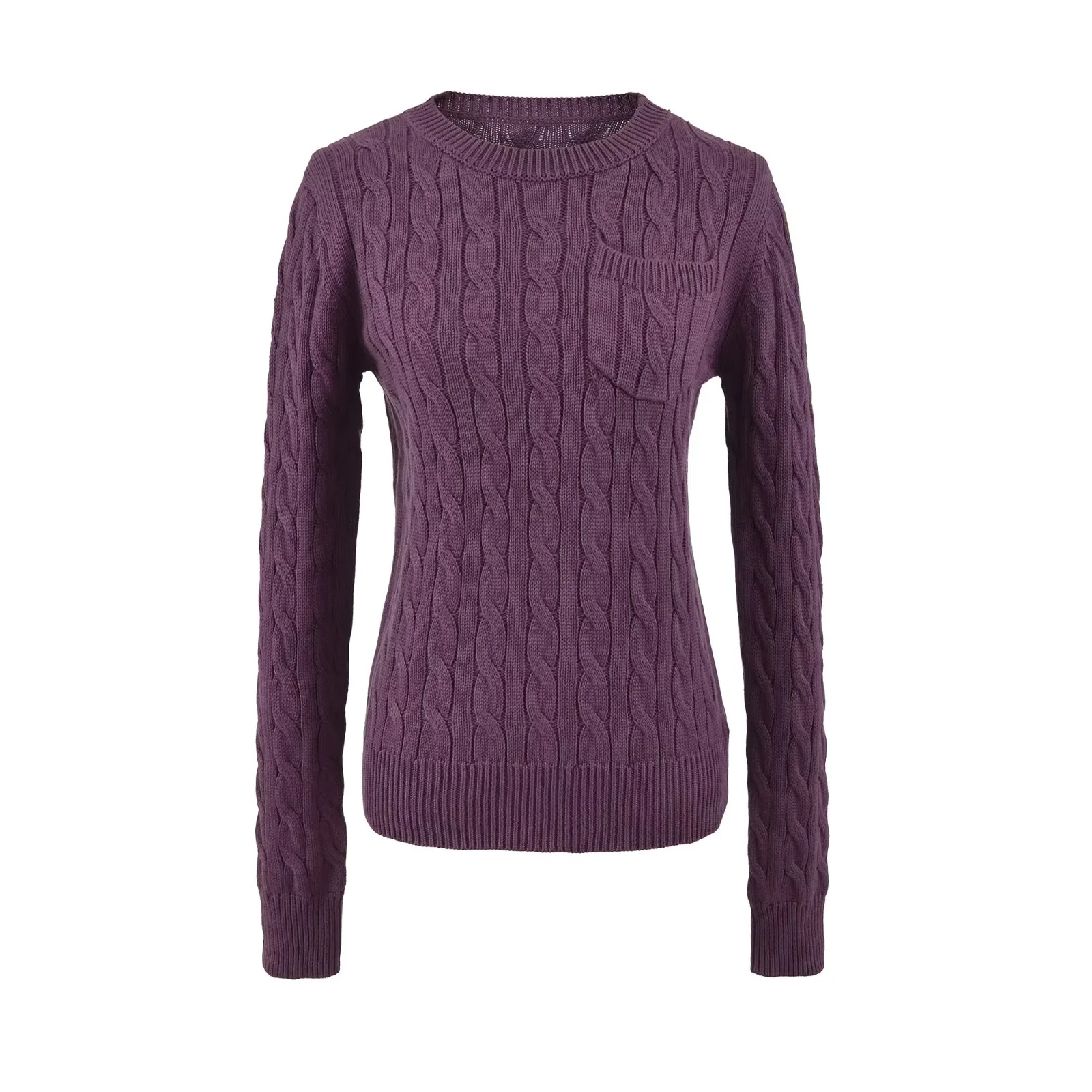 Korean-style Relaxed Versatile Purple Sweater For Petite Women