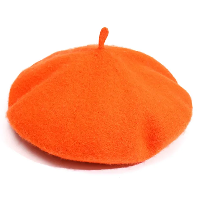 Artistic Wool Candy Color Painter Cap Fashionable Warm Hat Orange - Shop at LoveMi