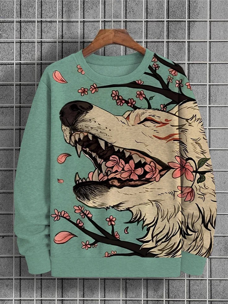 Women's 3d Digital Printing Casual Round Neck Pullover Sweater - Picture 5 of 5