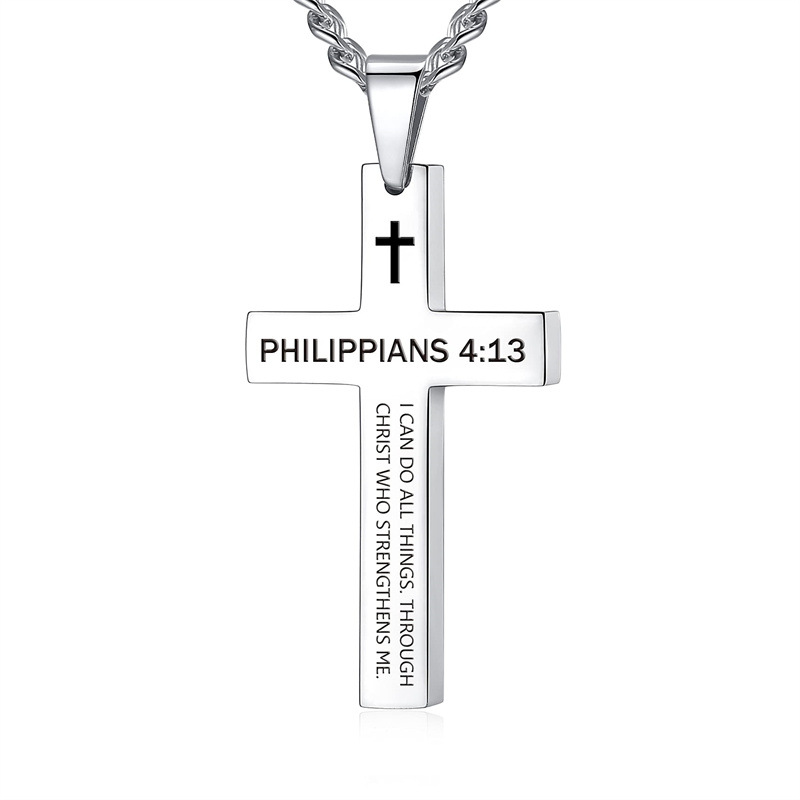 Cross Necklace Stainless Steel Melon Seed Buckle