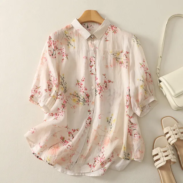 Real Shot Summer New Artistic Vintage Cotton And Linen Tops Picture Color Xl - Shop at LoveMi