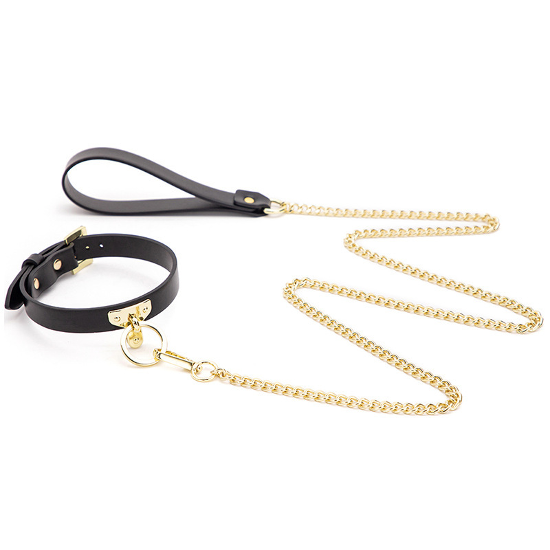 Chain Leash & Leather Collar Set