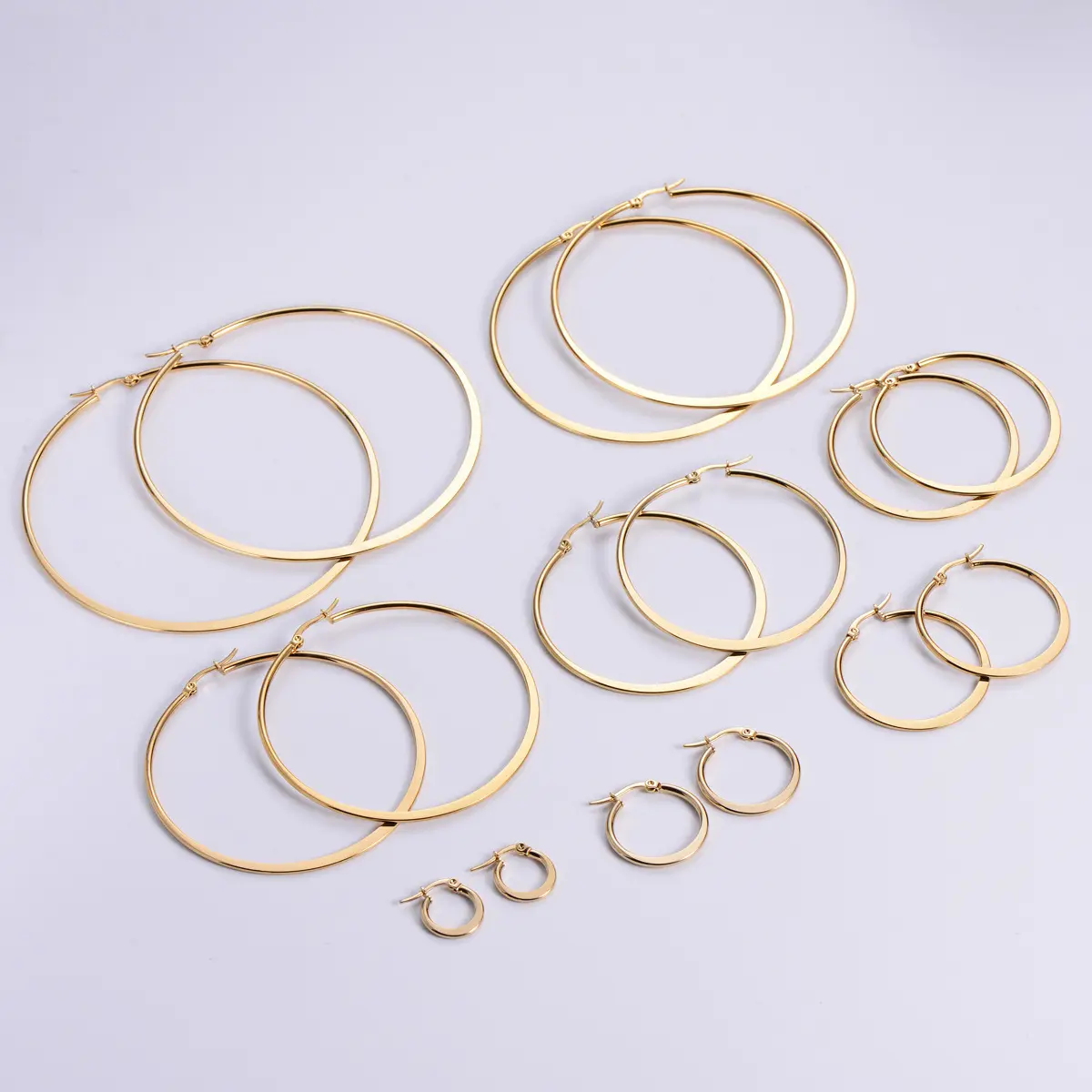 Titanium Steel Flattened Ear Wire Clip Earrings