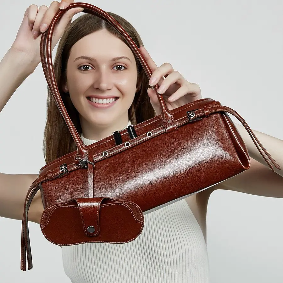 Genuine Leather Niche Retro Biker-Style Womens Bag