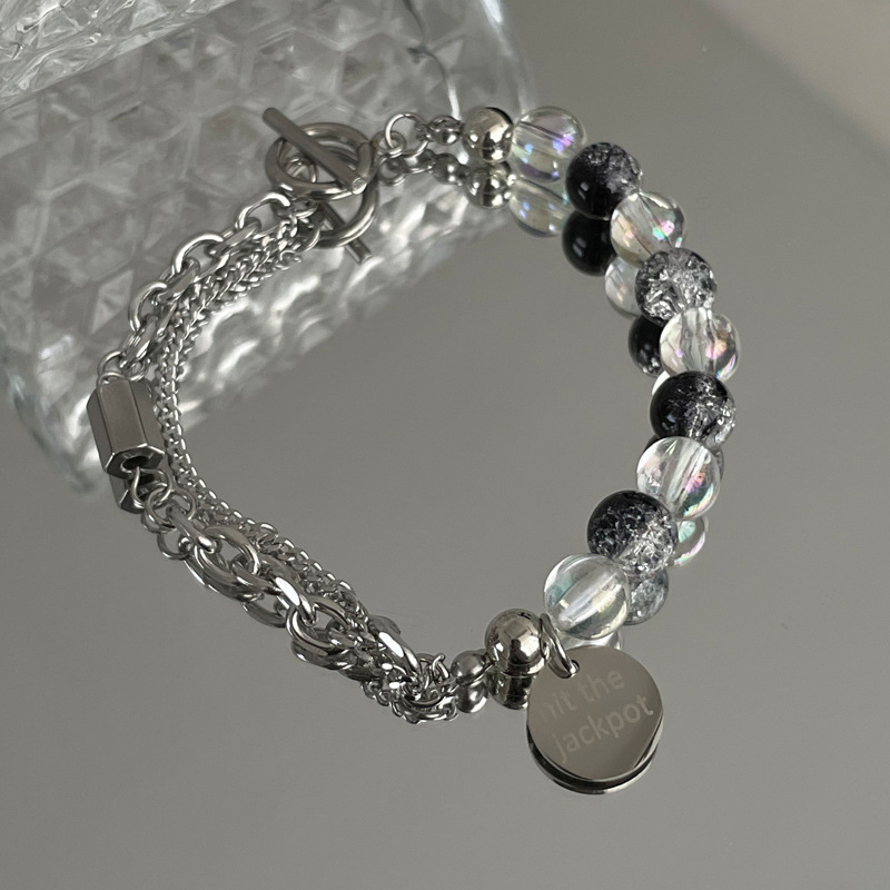 Sweet Cool Personality Round Card Stitching Burst Beads Bracelet