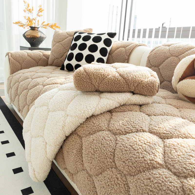 Thickened Fleece Sofa Cushion For Fall And Winternon-slip Design