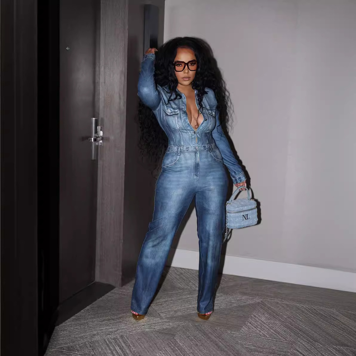 Denim-print Jumpsuit - Image 2