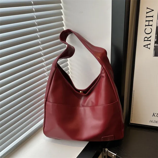 Women Vintage Hobo Bag Casual PU Leather Shoulder Bag Large Capacity Retro Tote Handbag Soft Underarm Bag Fall Winter Bag Red - Shop at LoveMi