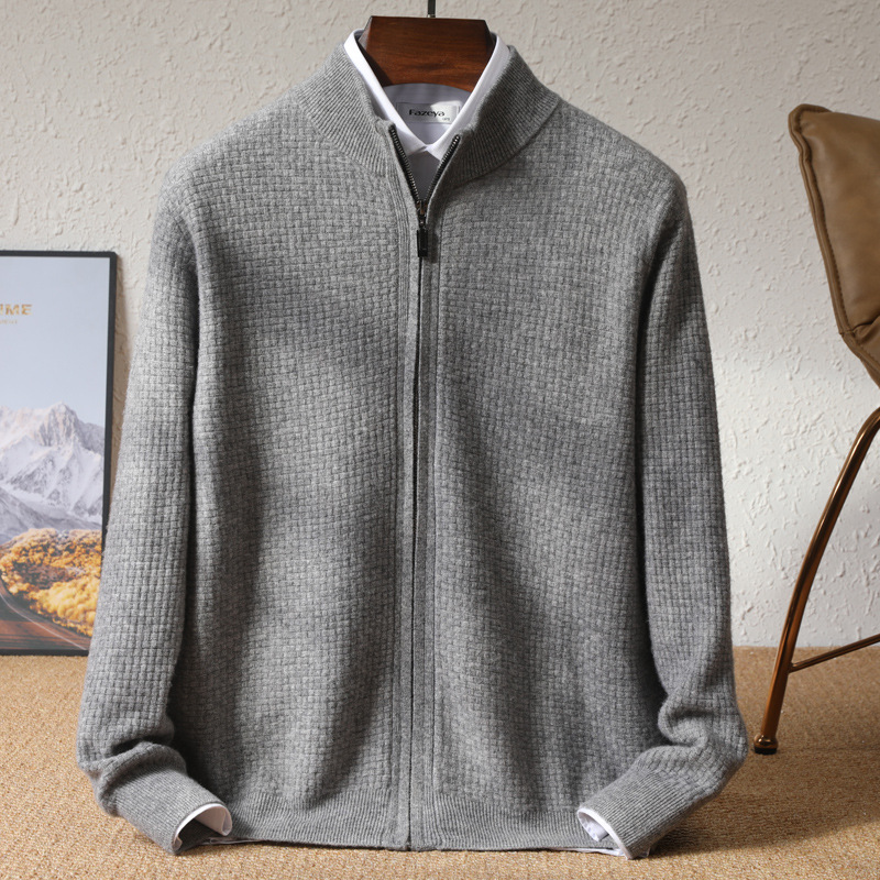 Men's Stand Collar Zipper Cardigan - Image 2