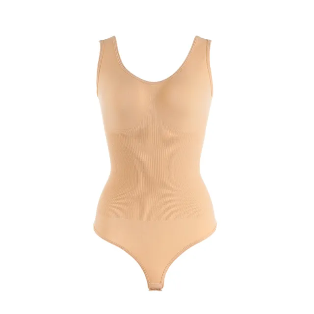 Plus Size Seamless One piece Corset Women's T shaped Belly Pants Skin Color L - Shop at LoveMi