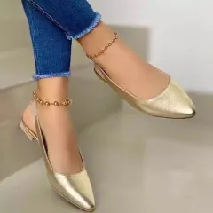 Fashionable All-match Low Heel Sandals For Women - Gold - View 1