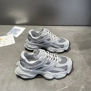 Thick Bottom Color Matching Paris Dad Shoes Lightweight Exercise Casual Gray - Shop at LoveMi