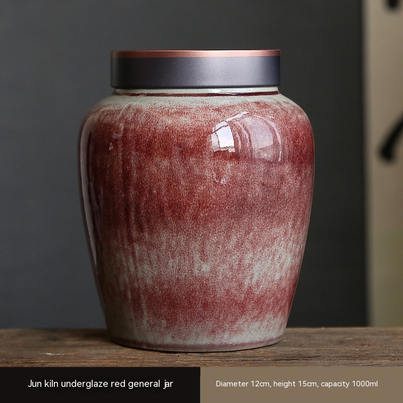 Jun Kiln Glazed Red Temple Jar