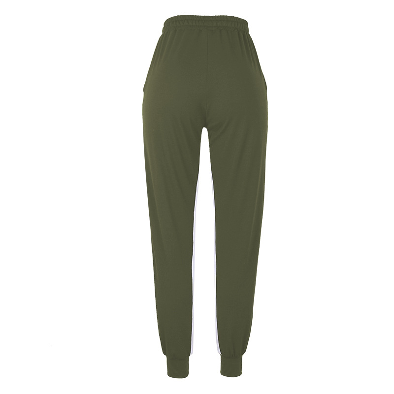 Title 14, Solid Color Stitching Elastic Lace-up Trousers