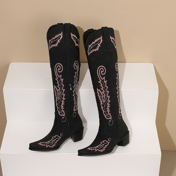 Pointed-Toe Mid-Heel Western Boots, picture 3 of 5