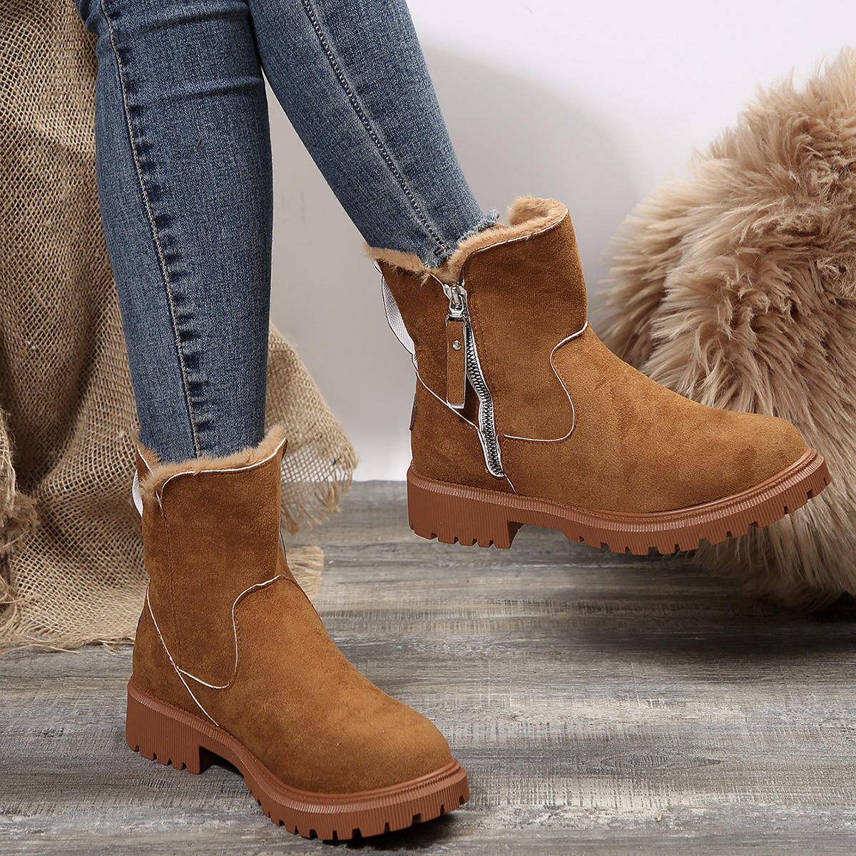 Title 14, Botas de nieve para mujer invierno nuevo cortas...