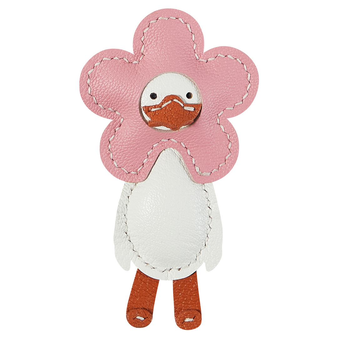 Cute Leather Little Duck Pendant Handmade Diy Material Bag Keychain