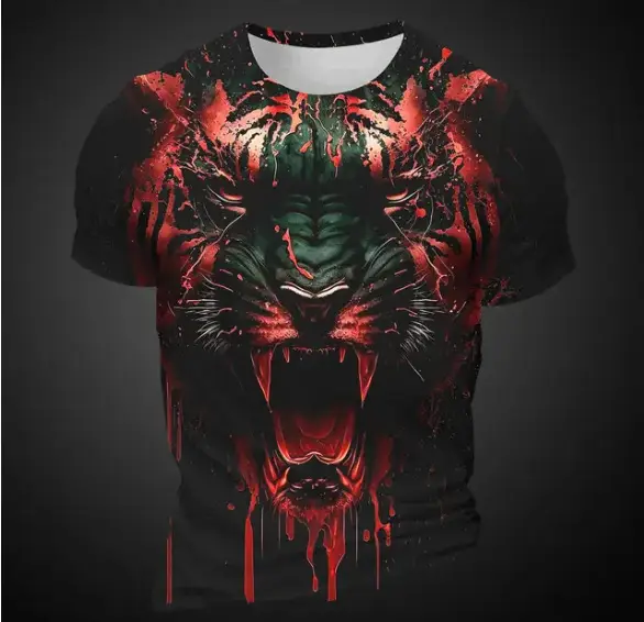 Men's 3D Tiger Pattern Short Sleeve T-shirt