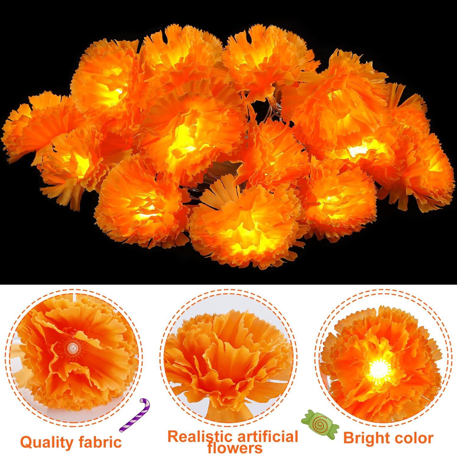 Title 1, Dahlia Lighting Chain Led Halloween Chrysanthem...