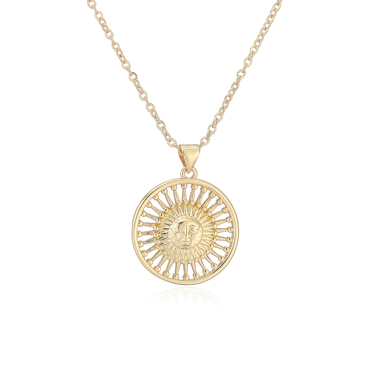Gold-Plated Sun and Moon Pendant Necklace, picture 2 of 5